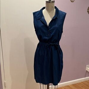 Elegant Navy Blue Sleeveless Dress